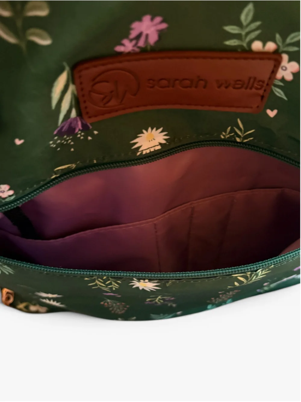 Sarah Wells Lizzy Pump Bag Tote “Olive You” Green Purple